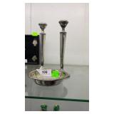 Pair of 9.5" high candlesticks & Wallace sterling
