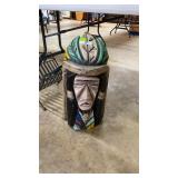 Hand carved & painted wooden Indian head nearly