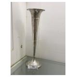 Sterling 14" monogrammed fluted vase with floral