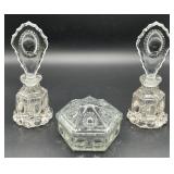 Antique Vanity Set - Perfume Bottles & Powder Bowl