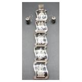 Vtg Siam Sterling Silver 925 Bracelet & Earrings