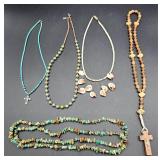 Beaded Necklace / Sterling 925 Cross
