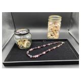 Crystal Necklace / Misc Jewelry Jar / Seashells