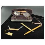 Antique Eyeglasses / Pocket Knife / Pencils