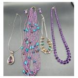 Amethyst Pendant-Sterling Chain -Brighton Necklace