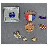 Vintage Military Pins & WRC 1883 Medal