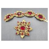 Vintage Costume Jewelry Brooch & Bracelet