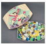 Vtg Assorted Buttons in Lavender Ensemble Avon Box