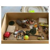 2 Trash Cans & Box of Nic Nacs