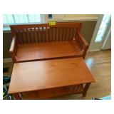 47" L Wooden Bench with 40.5" Coffee Table