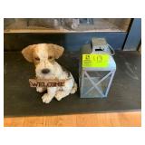 Candle Holder & Cast Dog 12"Tall