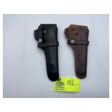 TWO HUNTER LEATHER HOLSTERS, 1100 9 AND 1100P 38