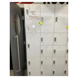 TWO SECTIONS OF LOCKERS, VARIOUS SIZES, LOCKER NO