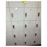 TWO SECTIONS OF LOCKERS, VARIOUS SIZES, LOCKER NO