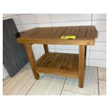 TEAK WOOD STYLE TABLE, 24 IN X 14 IN X 18 IN. LOT