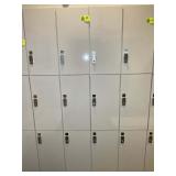 GROUP OF 6 LOCKERS, 2 WIDE X 3 HIGH. OVERALL DIMEN