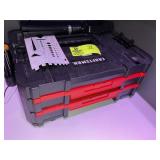 CRAFTSMAN PLASTIC TOOL BOX WITH ASSORTED TOOLS. LO