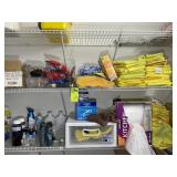 CONTENTS OF SHELVES INCLUDING MICROFIBER RAGS, TRA