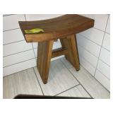 TEAK WOOD STYLE STOOL, 18 IN X 12 IN X 18 IN. LOT