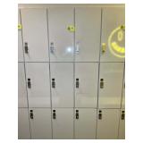 GROUP OF 6 LOCKERS, 2 WIDE X 3 HIGH. OVERALL DIMEN