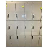 GROUP OF 6 LOCKERS, 2 WIDE X 3 HIGH. OVERALL DIMEN