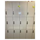GROUP OF 6 LOCKERS, 2 WIDE X 3 HIGH. OVERALL DIMEN