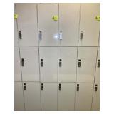 GROUP OF 6 LOCKERS, 2 WIDE X 3 HIGH. OVERALL DIMEN