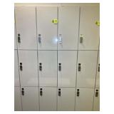 GROUP OF 6 LOCKERS, 2 WIDE X 3 HIGH. OVERALL DIMEN