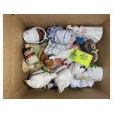 BOX OF CERAMIC DECORATIVE ITEMS, CHICKEN, WOMAN AT