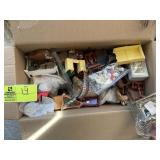 BOX OF ASSORTED PLASTIC AND WOOD DOLL HOUSE FURNIT