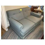 BLUE FABRIC LOVE SEAT, 55 IN LONG