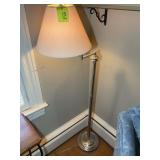 SILVER COLORED METAL FLOOR LAMP WITH SHADE, 56 IN