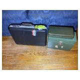 BRIEF CASE AND METAL STORAGE BINS
