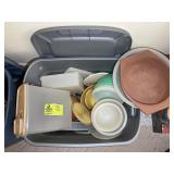PLASTIC TUB WITH PLASTIC STORAGE CONTAINERS, SOME