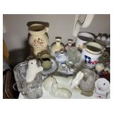 GROUP OF DECORATIVE ITEMS, FIGURINES, DEER AND FAW