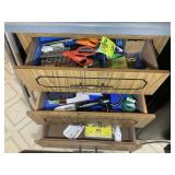 CONTENTS OF 3 DRAWERS, MISC, LOCKS, SCISSORS, ETC