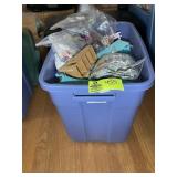 TOTE WITH MISC TOYS AND DOLL HOUSE FURNITURE