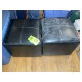PAIR OF SMALL OTTOMANS, 14 IN CUBED