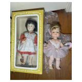 TWO BABY DOLLS AND BOX OF FIGURINES