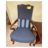BLUE UPHOLSTERED OCCASIONAL CHAIR