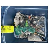 PLASTIC TUB WITH ASSORTED FLATWARE