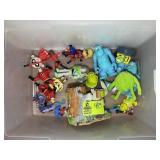 PLASTIC TOTE WITH MISC TOYS, TOY STORY, INCREDIBLE