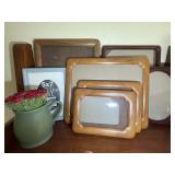 TWO SHELVES INCLUDING FIGURINES, PICTURE FRAMES, E