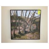 PAINT ON CANVAS WOODS SCENE, 24 IN SQ