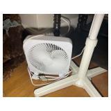 PAIR OF FANS, PEDESTAL, BOX FAN