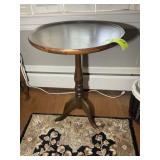 WOODEN SIDE TABLE, 18 IN DIAMETER X 25 IN TALL