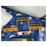 GROUP OF HANGING WOODEN SHELVES