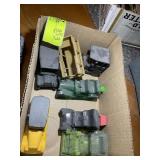 BOX CONTAINING MISC VINTAGE AVON BOTTLES AND DECAN