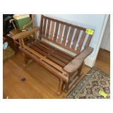 WOODEN TWO PERSON GLIDER, 47 IN X 22 IN X 31 IN