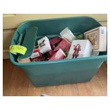 GREEN TOTE WITH MISC HALMARK KEEP SAFE ORNAMENTS